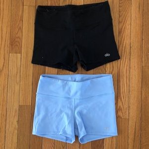 Alo Yoga shorts 2 pairs, black and blue size small